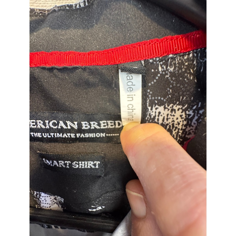 American Breed Shirt Black White Abstract Floral Shirt Button Up Long Sleeve - Picture 12 of 13